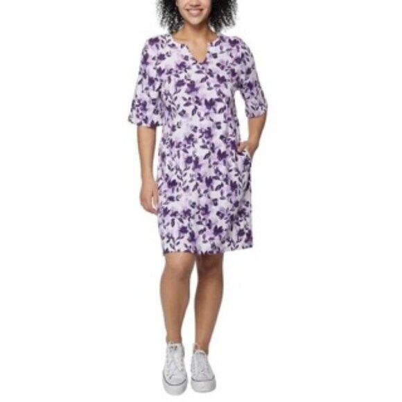 Hang Ten Womens UPF 50+ Sun Dress XXL Purple Flowers - Picture 1 of 3